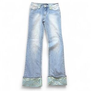 Y2K‎ Clash Jeans Floral Lace Cuff Jeans, Girls Size 16